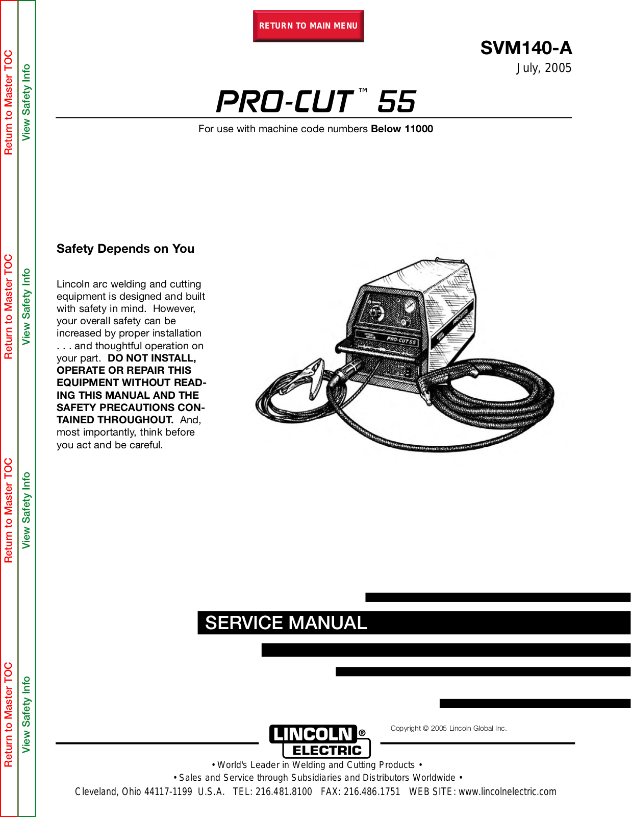 Lincoln Electric PRO-CUT 55 User Manual