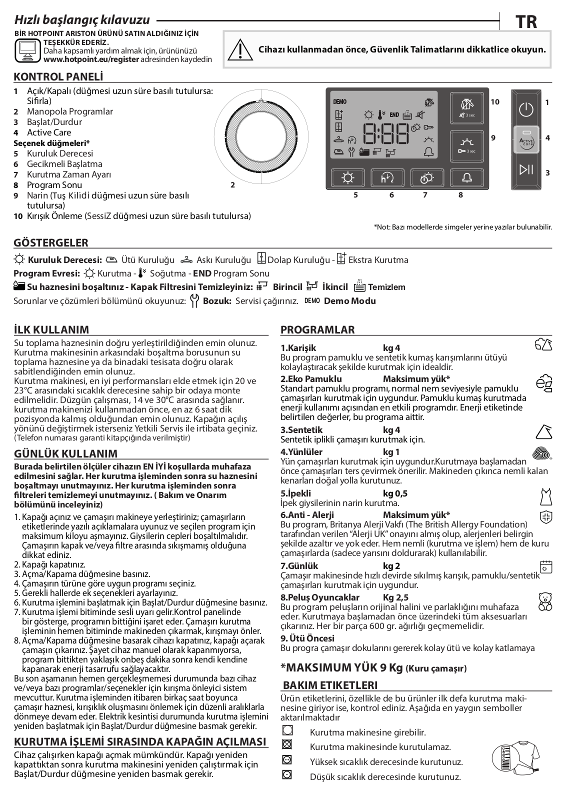 HOTPOINT/ARISTON NT M11 92SKY EU Daily Reference Guide