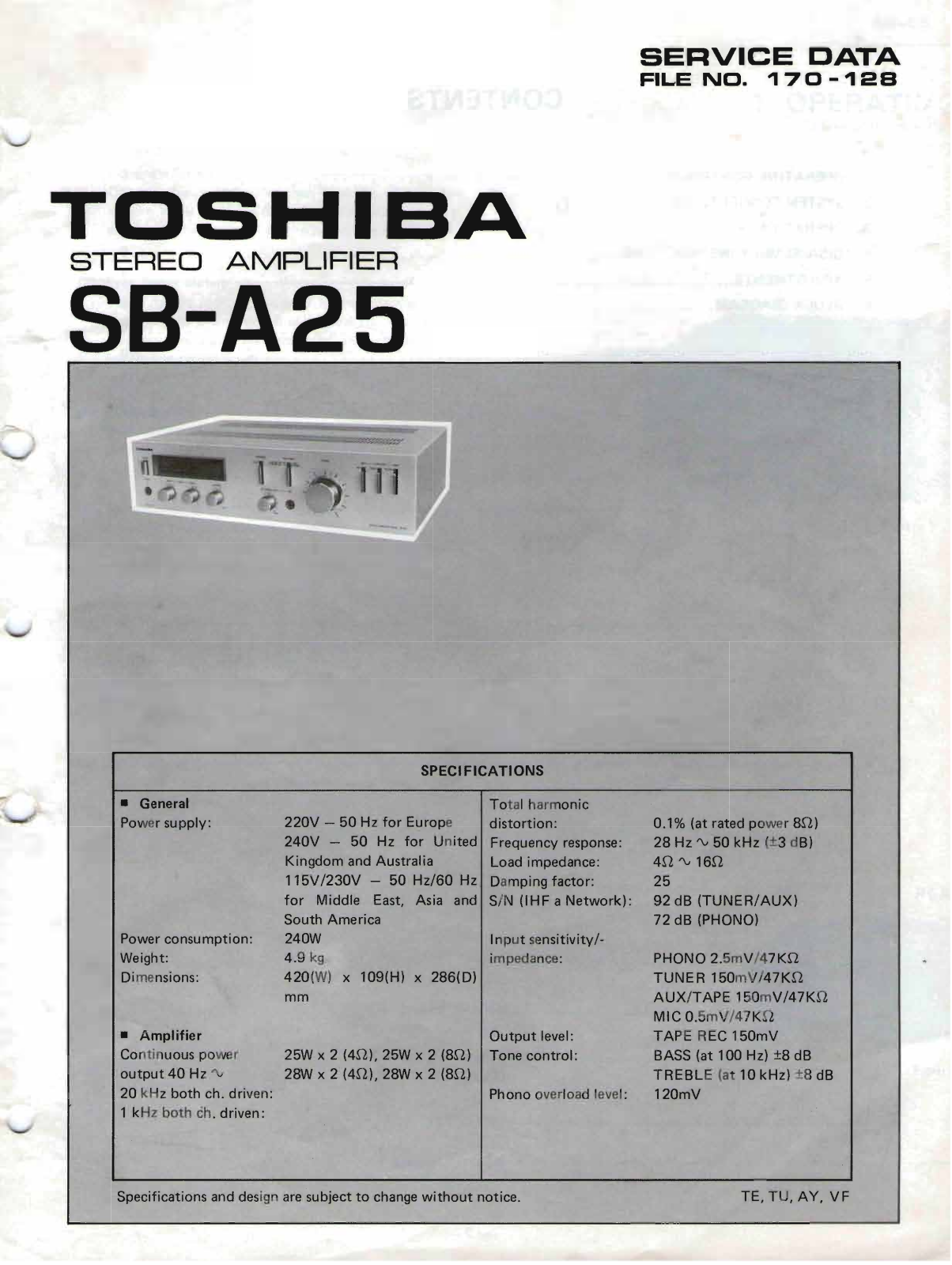 Toshiba SB-A25 Service Manual