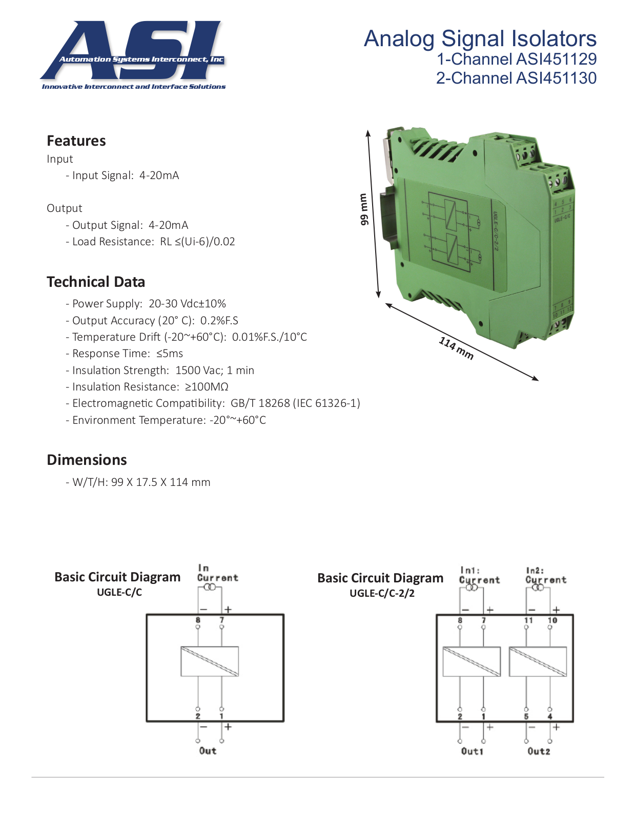 ASI-Automation Systems Interconnect ASI451129, ASI451130 Data Sheet