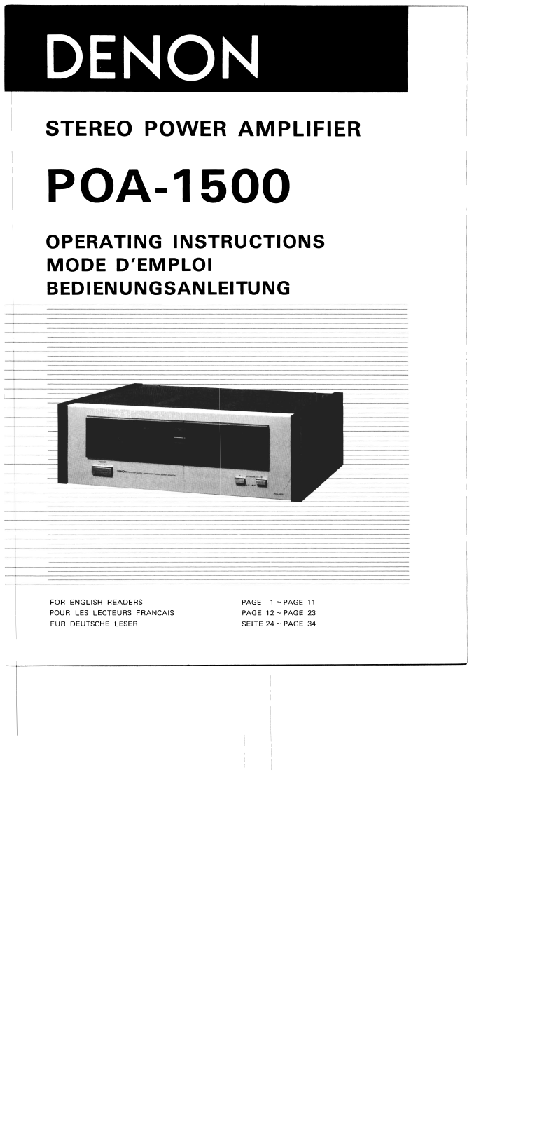 Denon POA-1500 Owner's Manual