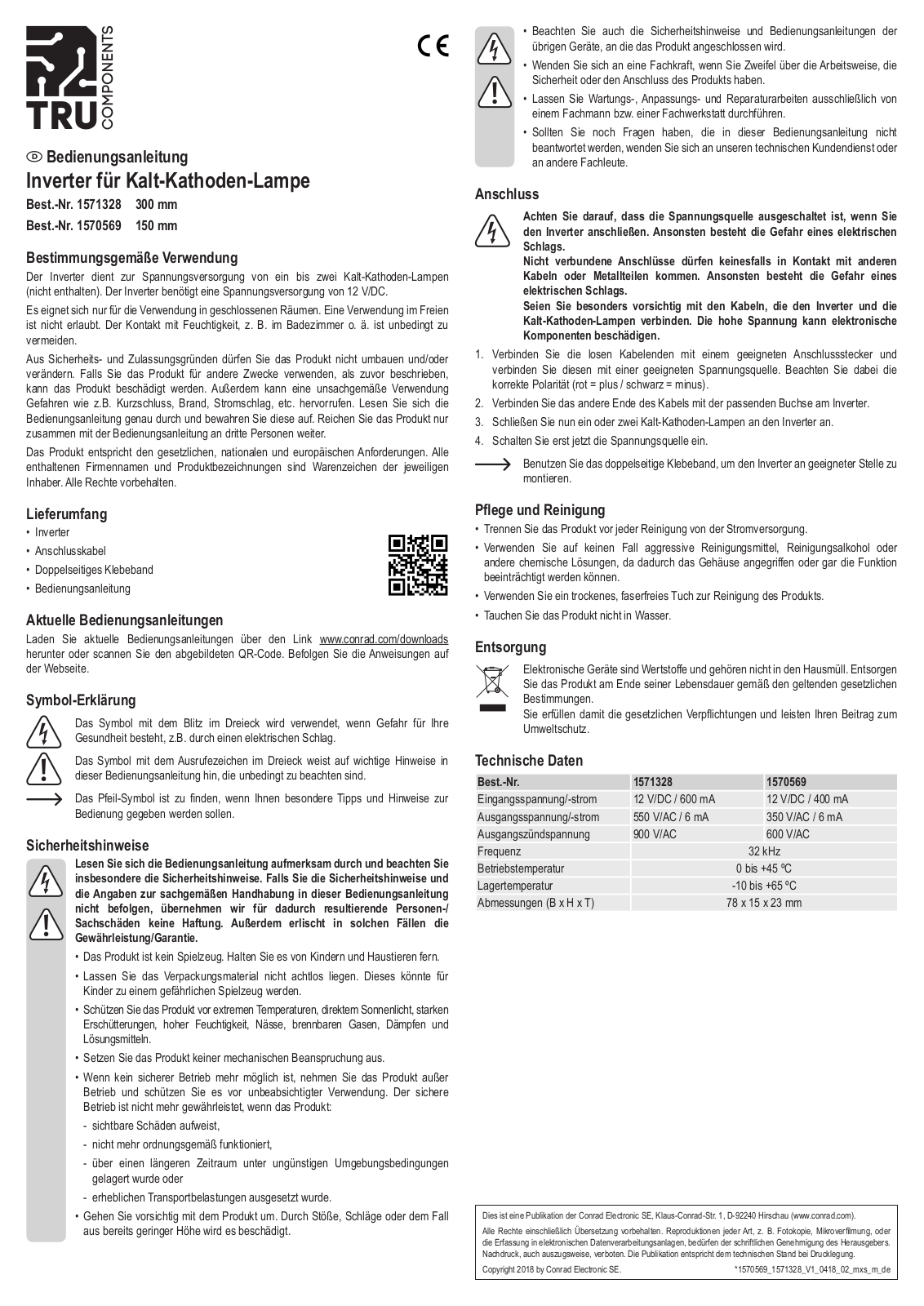 TRU COMPONENTS 1571328, 1570569 Operation Manual