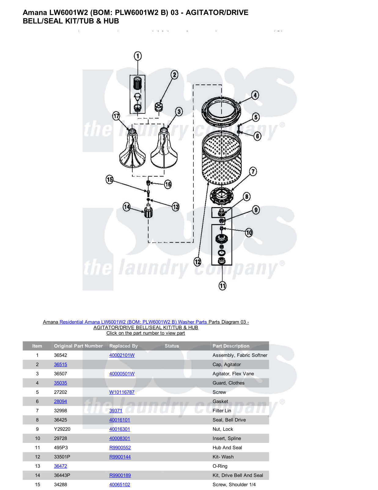 Amana LW6001W2 Parts Diagram