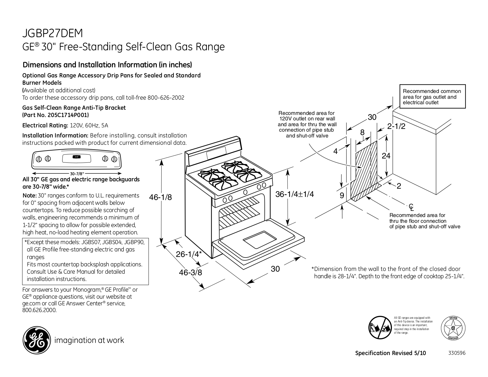 General Electric JGBP27DEMWW User Manual