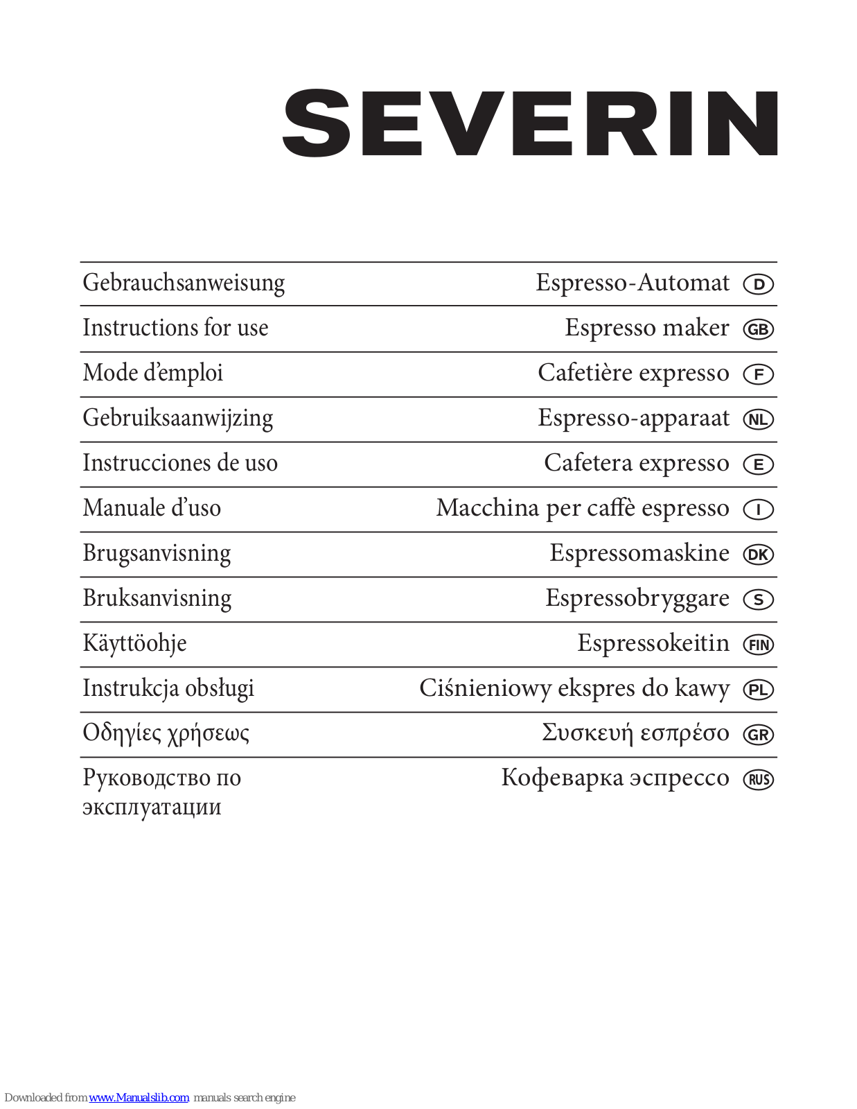 SEVERIN 5979 Instructions For Use Manual