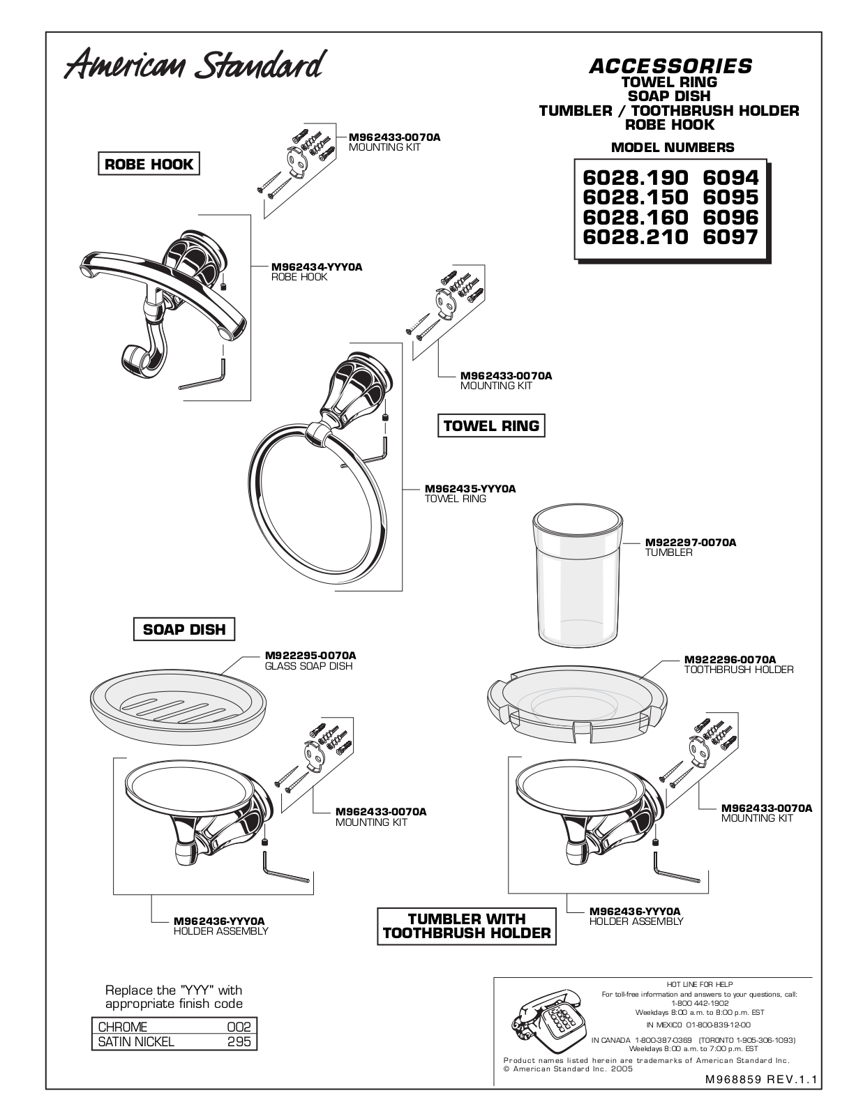 American Standard 6097, 6096, 6094, 6095 User Manual