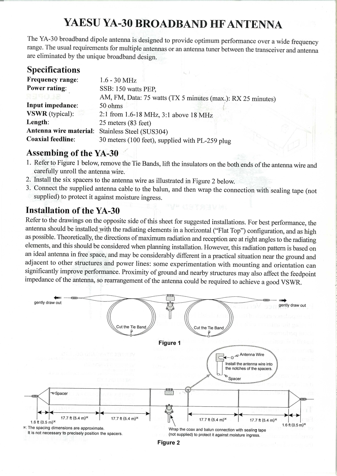 Yaesu YA-30 User Manual