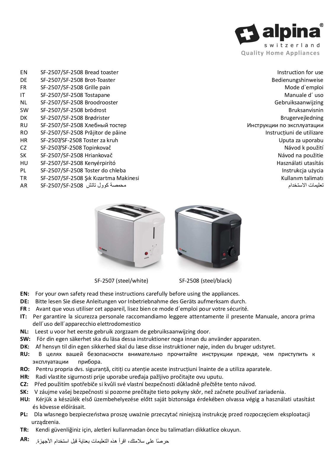 Alpina SF 2507 User Manual