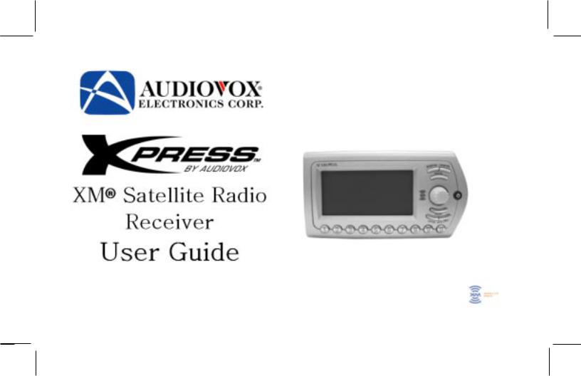 Audiovox Satellite Radio Receiver User Manual