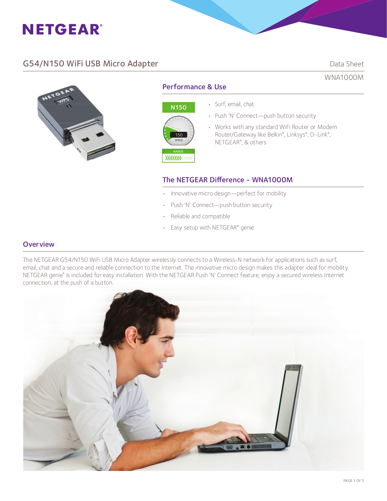 Netgear WNA1000Mv2 Data Sheet