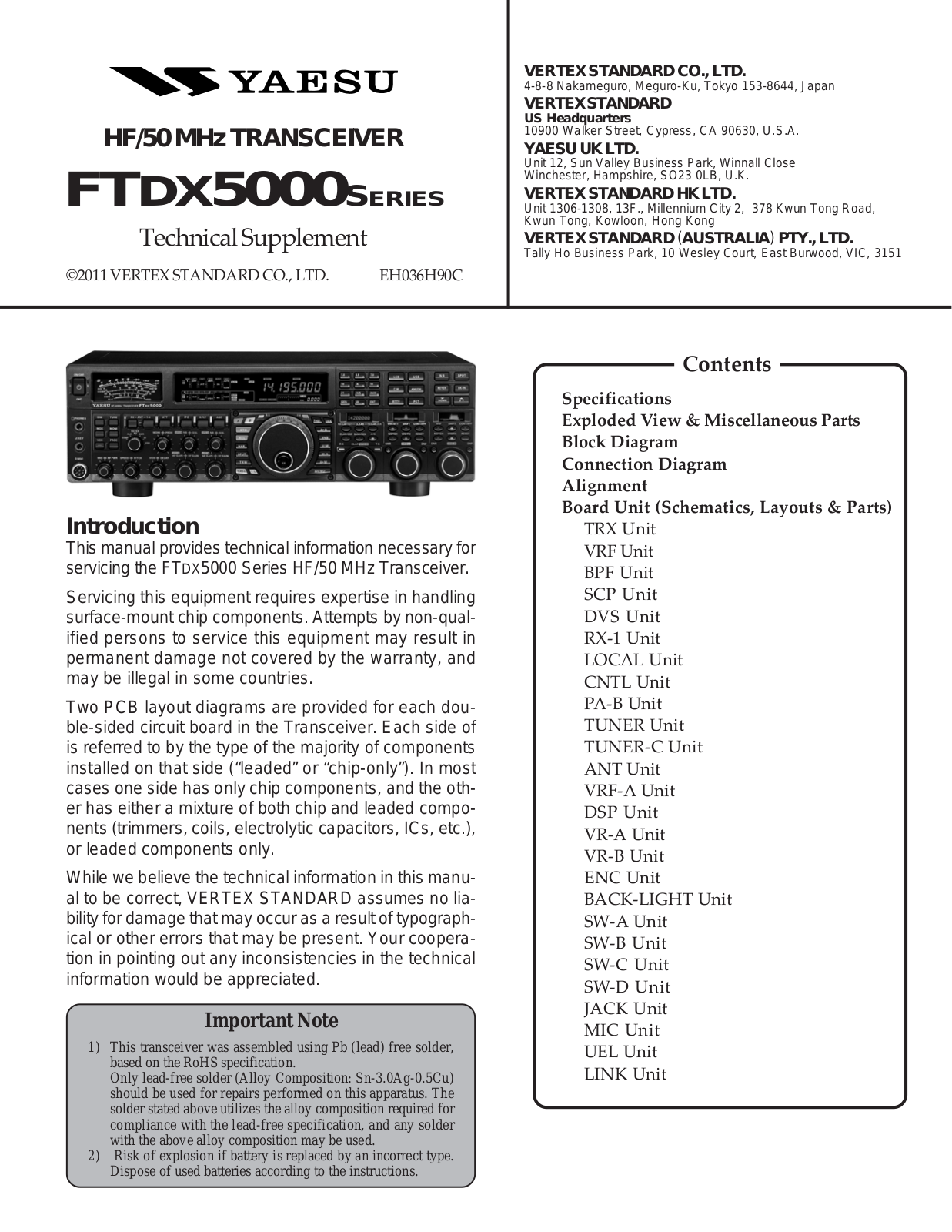 Yaesu FTdx5000 Service Manual