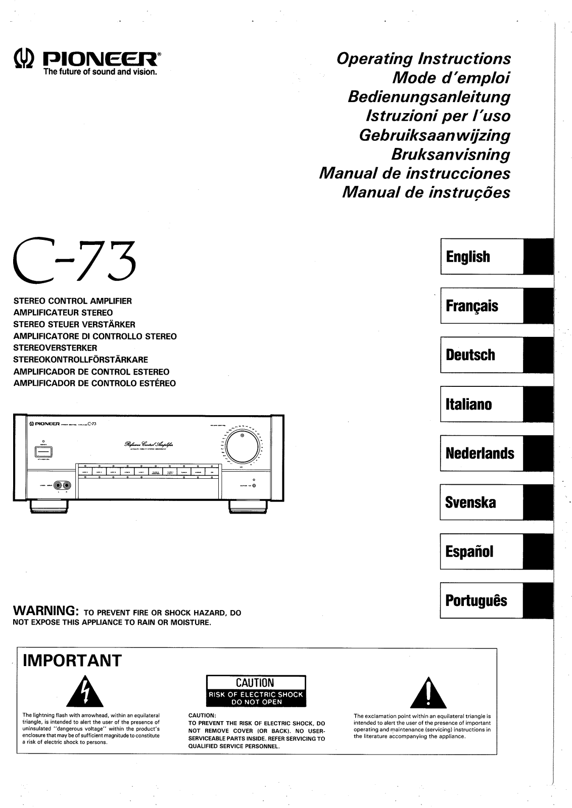 Pioneer C-73 Owners manual