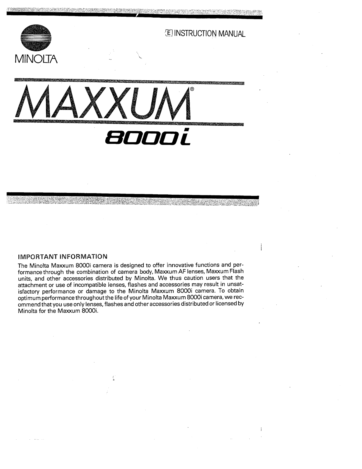 Minolta Maxxum 8000i User Manual