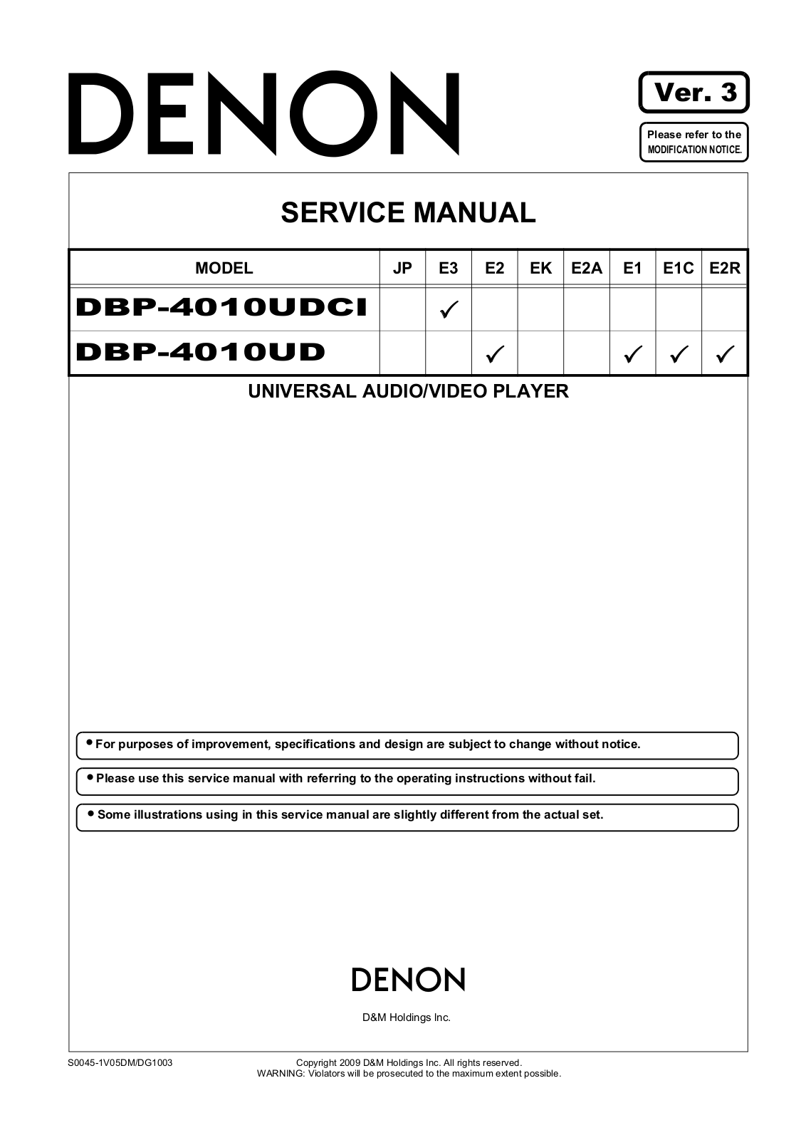 Denon DBP-4010UDCI, DBP-4010UD Service Manual