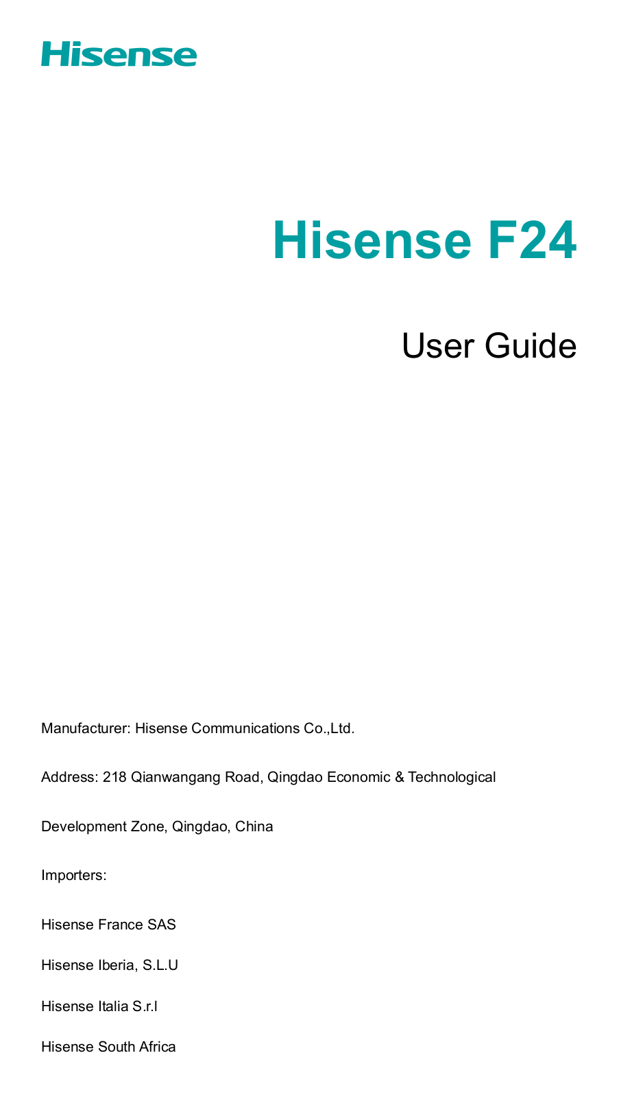 Hisense F24 User Manual