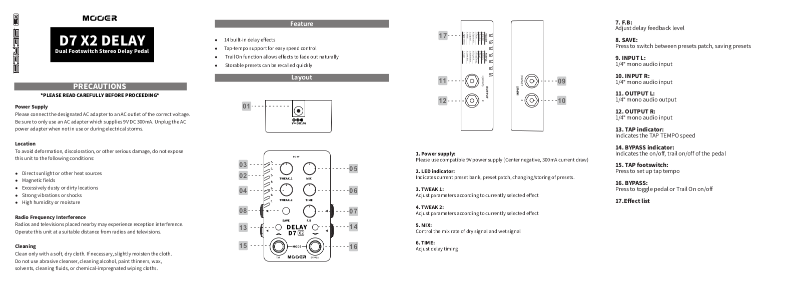 Mooer D7 X2 Delay User manual