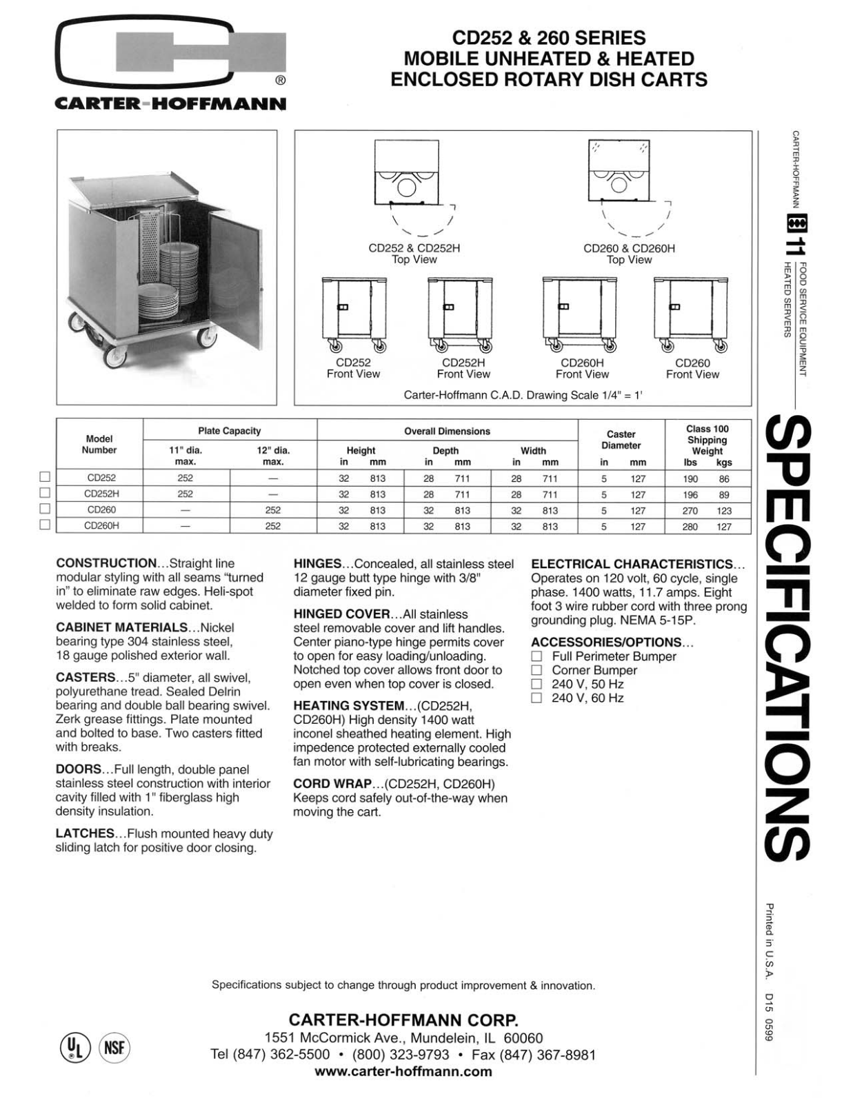 Carter Hoffman CD252 Unheated Specifications - ManualMachine.com