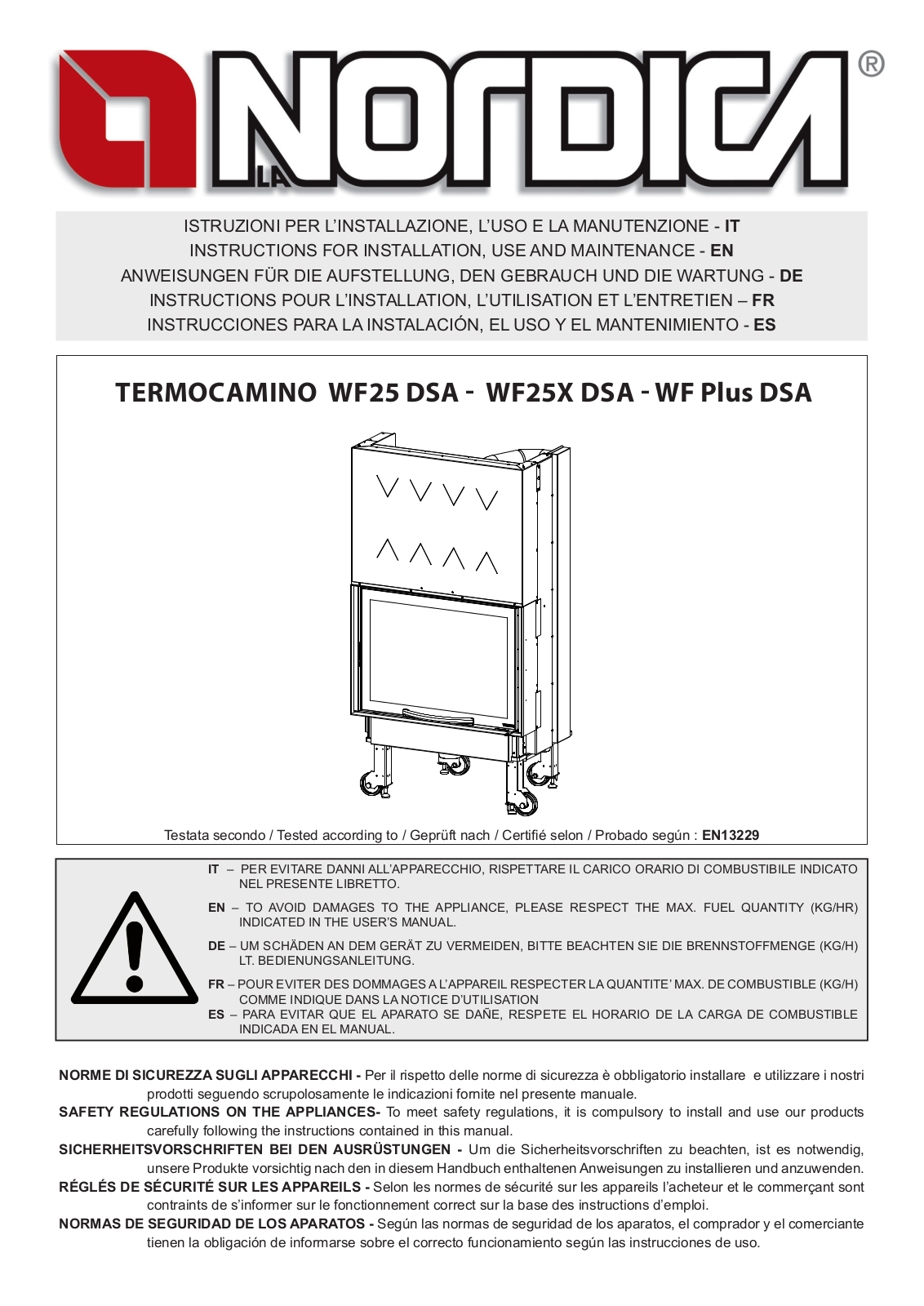 La Nordica TermoCamino WF25 X D.S.A., TermoCamino WF Plus D.S.A. User guide