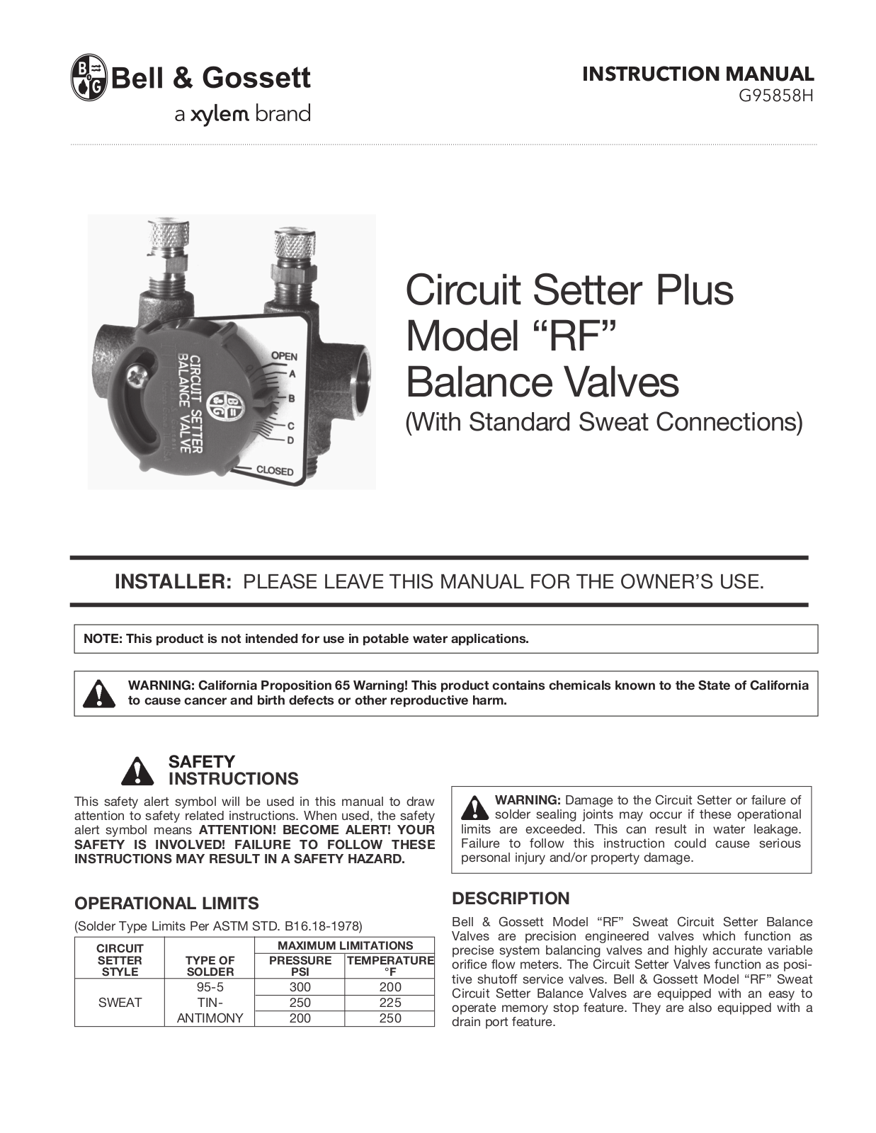 Bell & Gossett G95858H User Manual