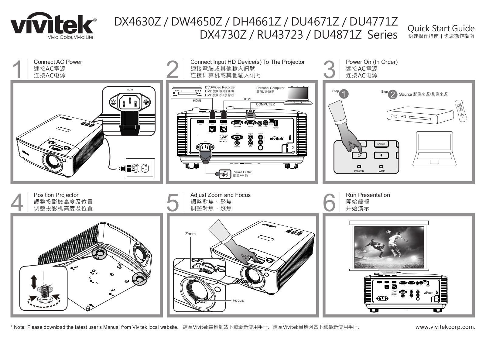 Vivitek DX4630Z, DW4650Z, DH4661Z, DU4671Z, DU4771Z Quick Start Guide - ManualMachine.com