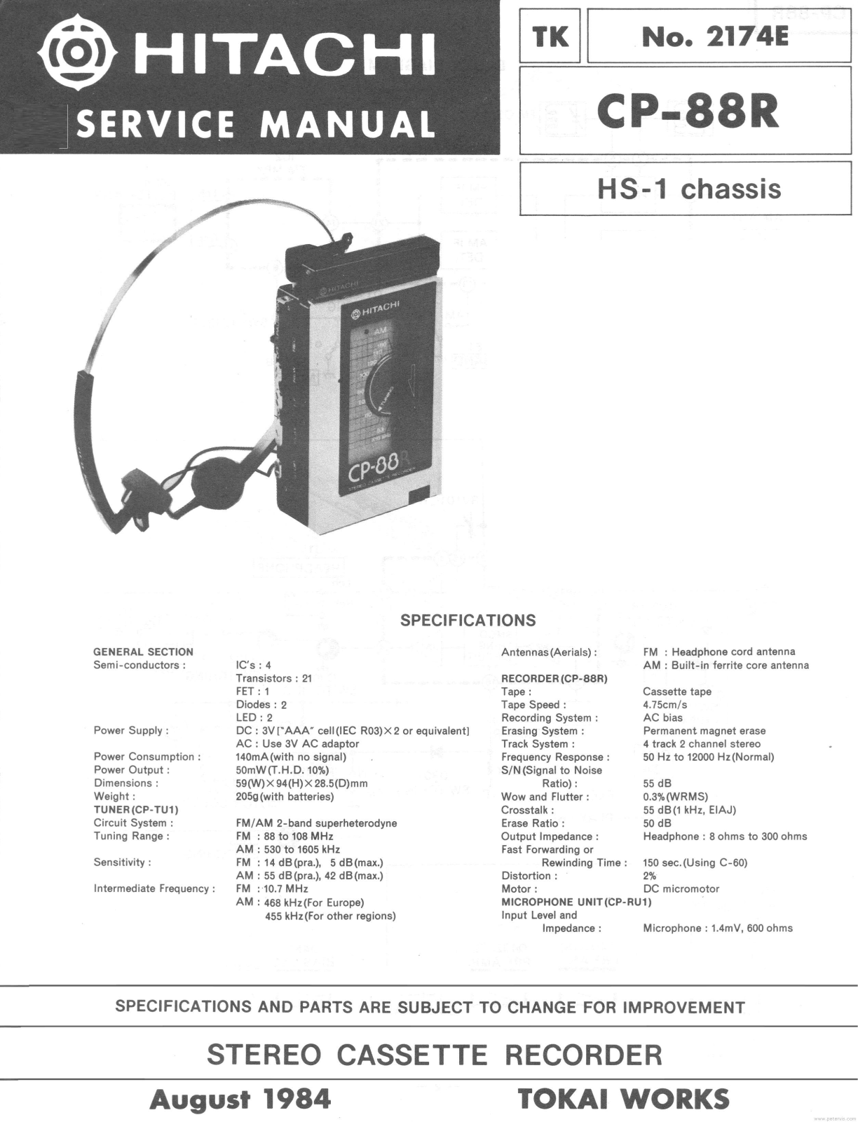 Hitachi CP-88R Service Manual