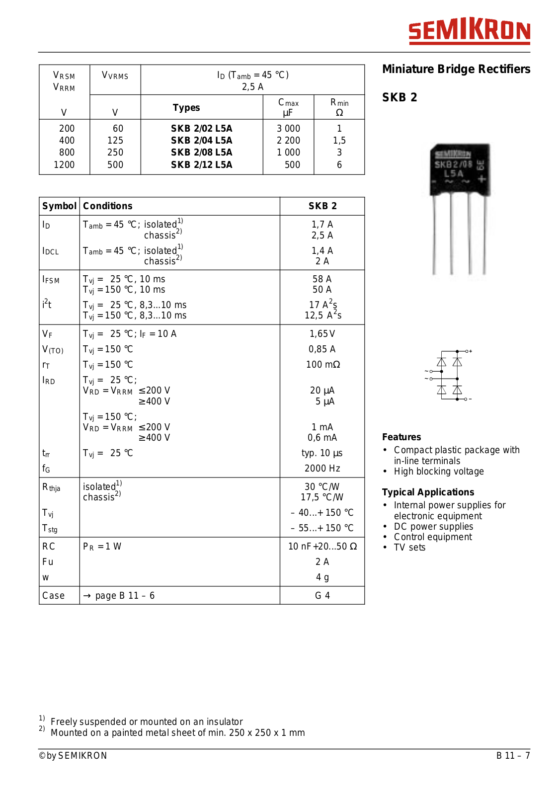 Datasheet SKB2 DataSheet (Semikron) - ManualMachine.com