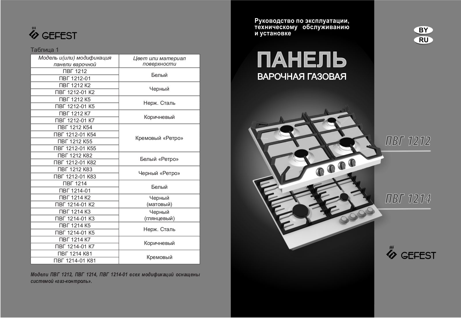 Gefest ПВГ 1214-01 User manual