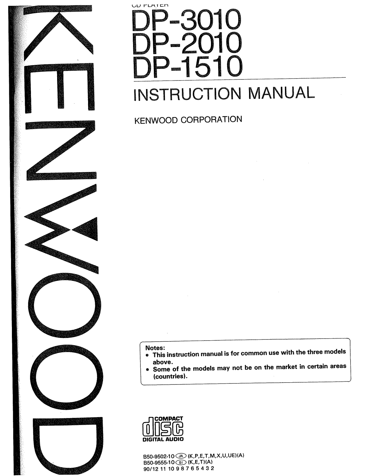 Kenwood DP-3010, DP-2010, DP-1510 Owner's Manual