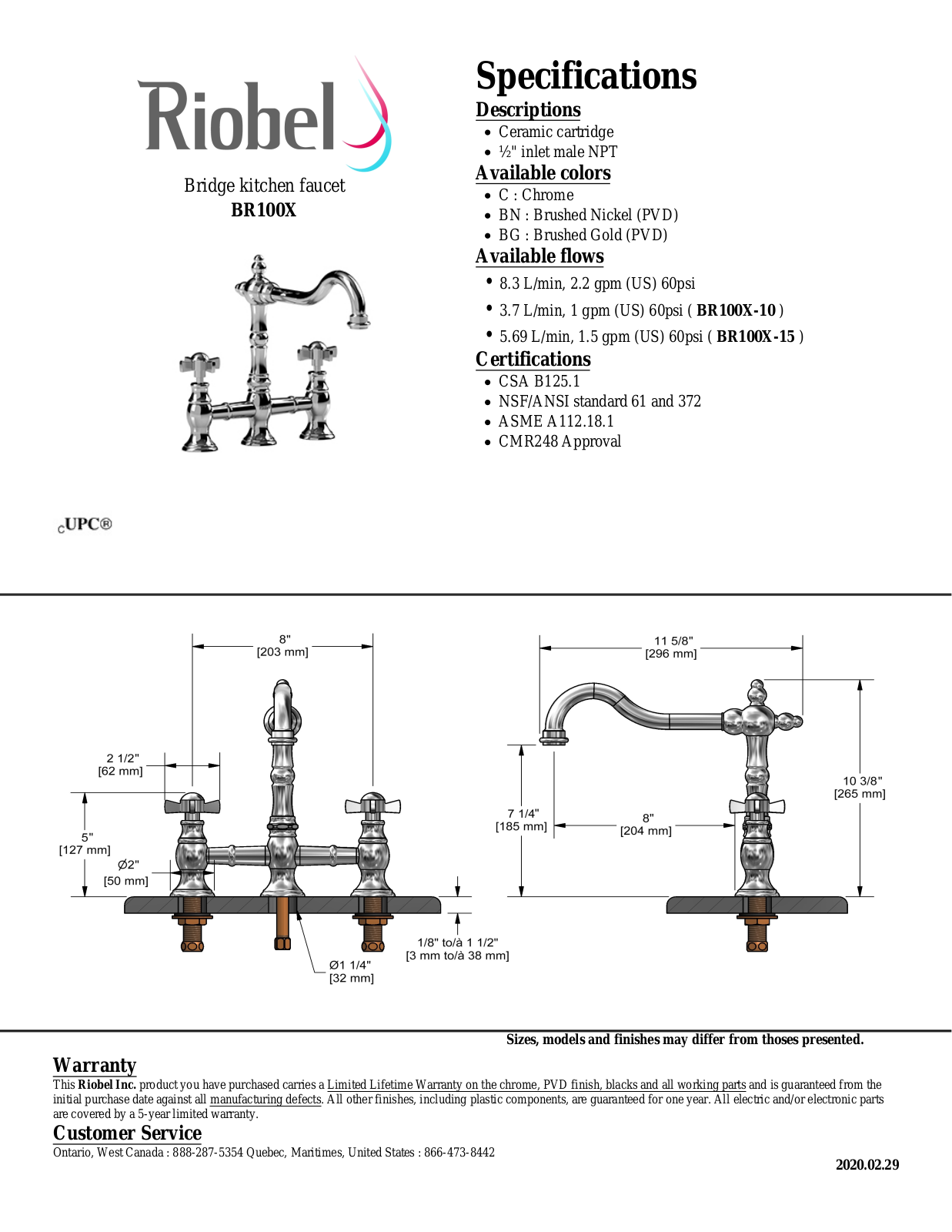 Riobel BR100XBN Specifications - ManualMachine.com