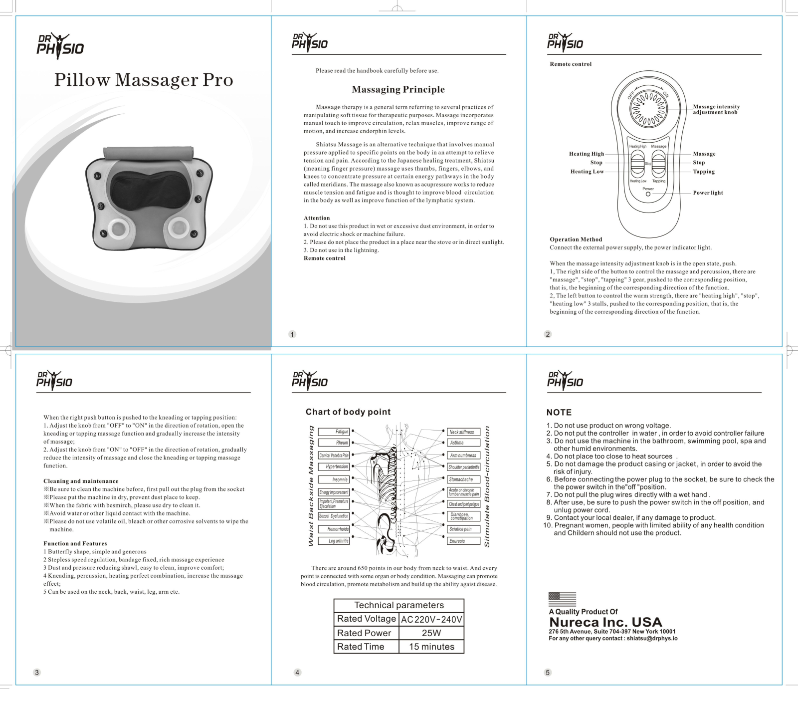 Dr Physio Pillow Massager PRO User Manual