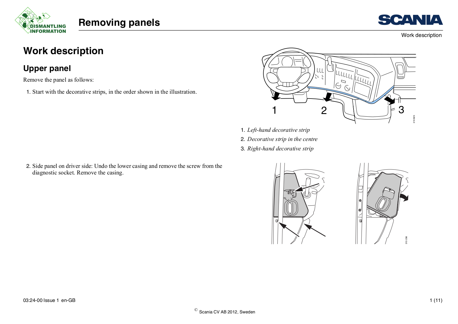 Scania Removing panels Service Manual