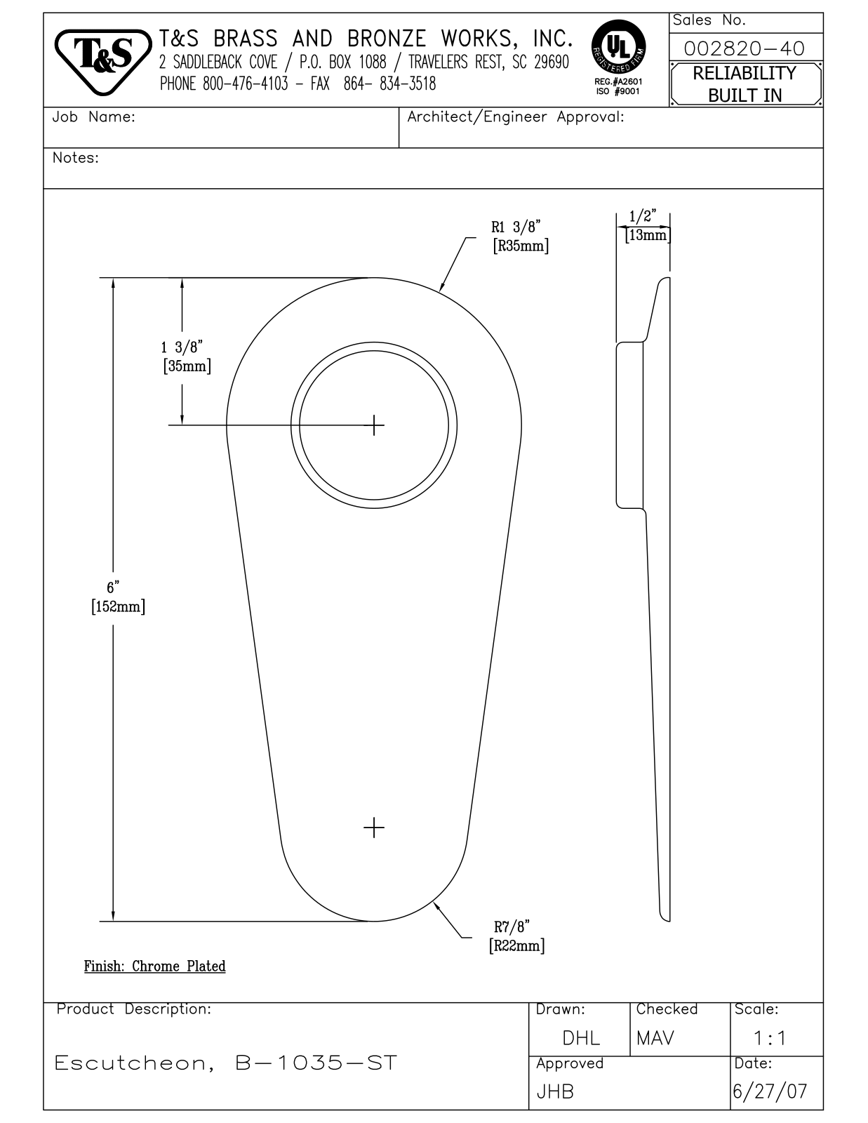 T&S Brass 002820-40 User Manual