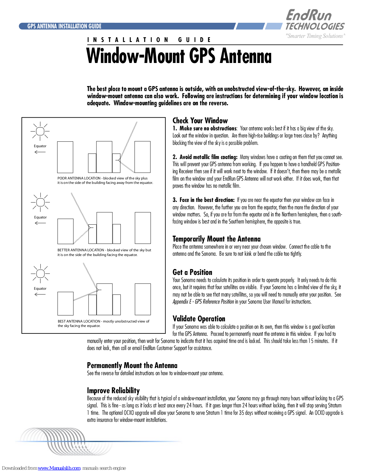 EndRun Window-Mount GPS Antenna Installation Manual - ManualMachine.com