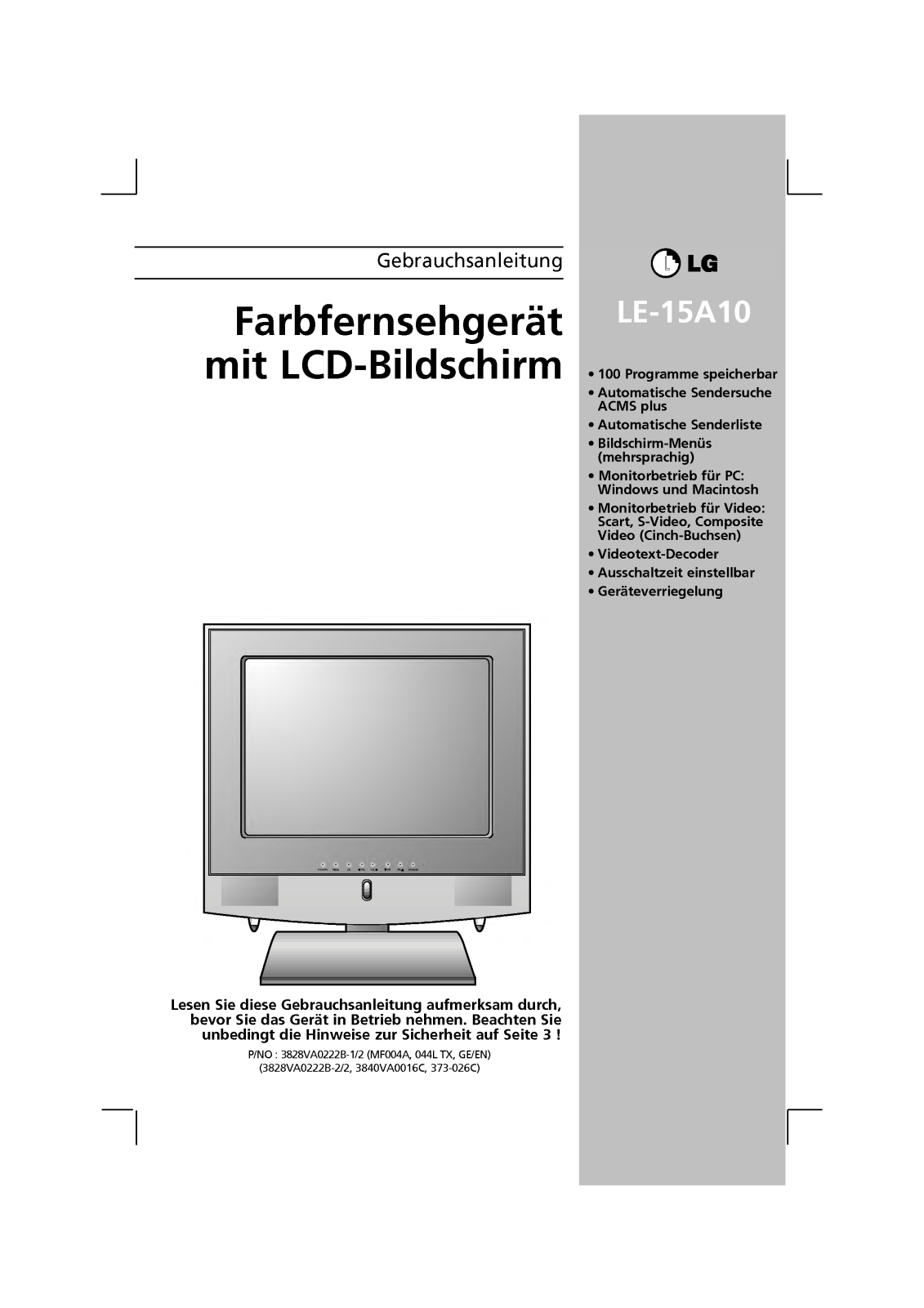 Lg LE-15A10 User Manual