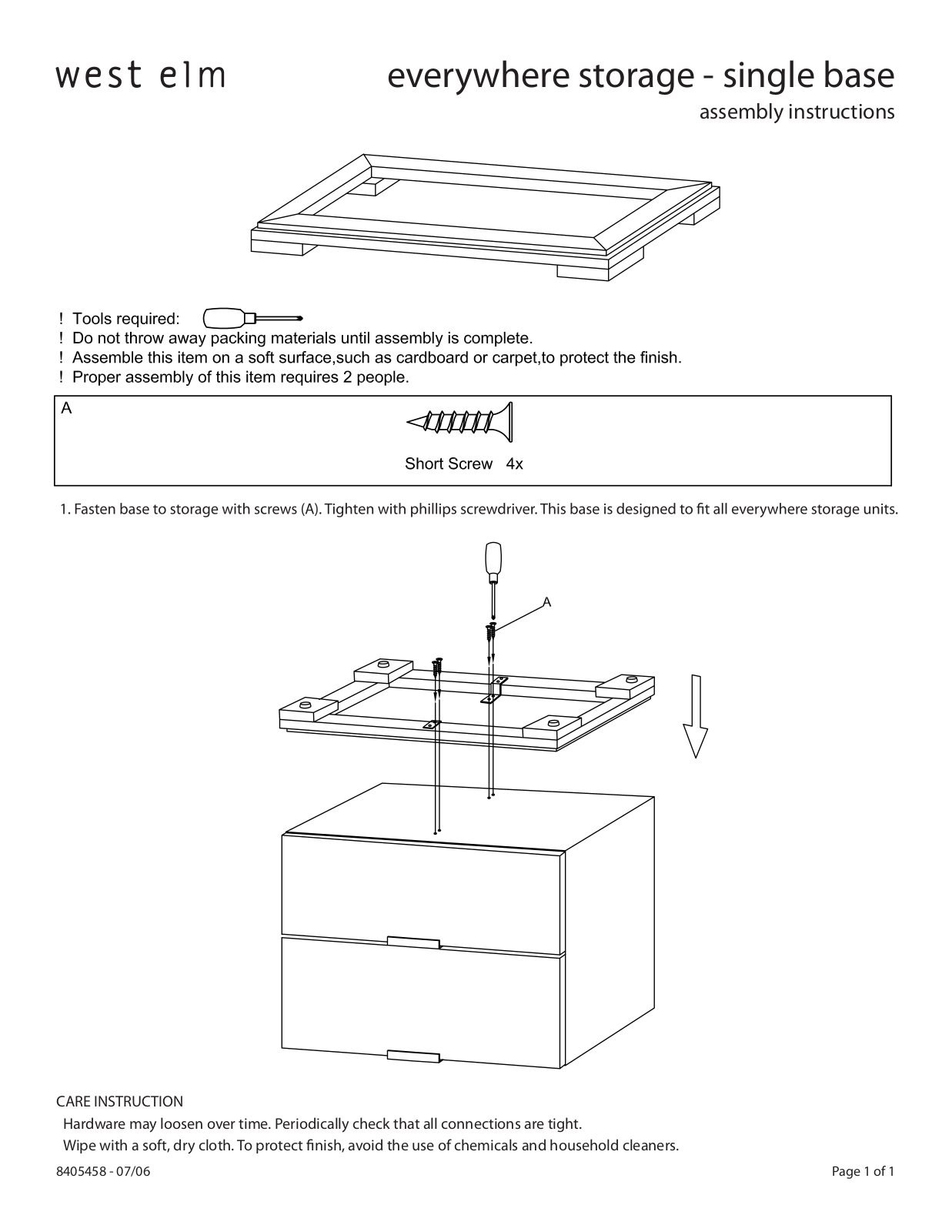 West Elm Everywhere Storage Single Base Assembly Instruction