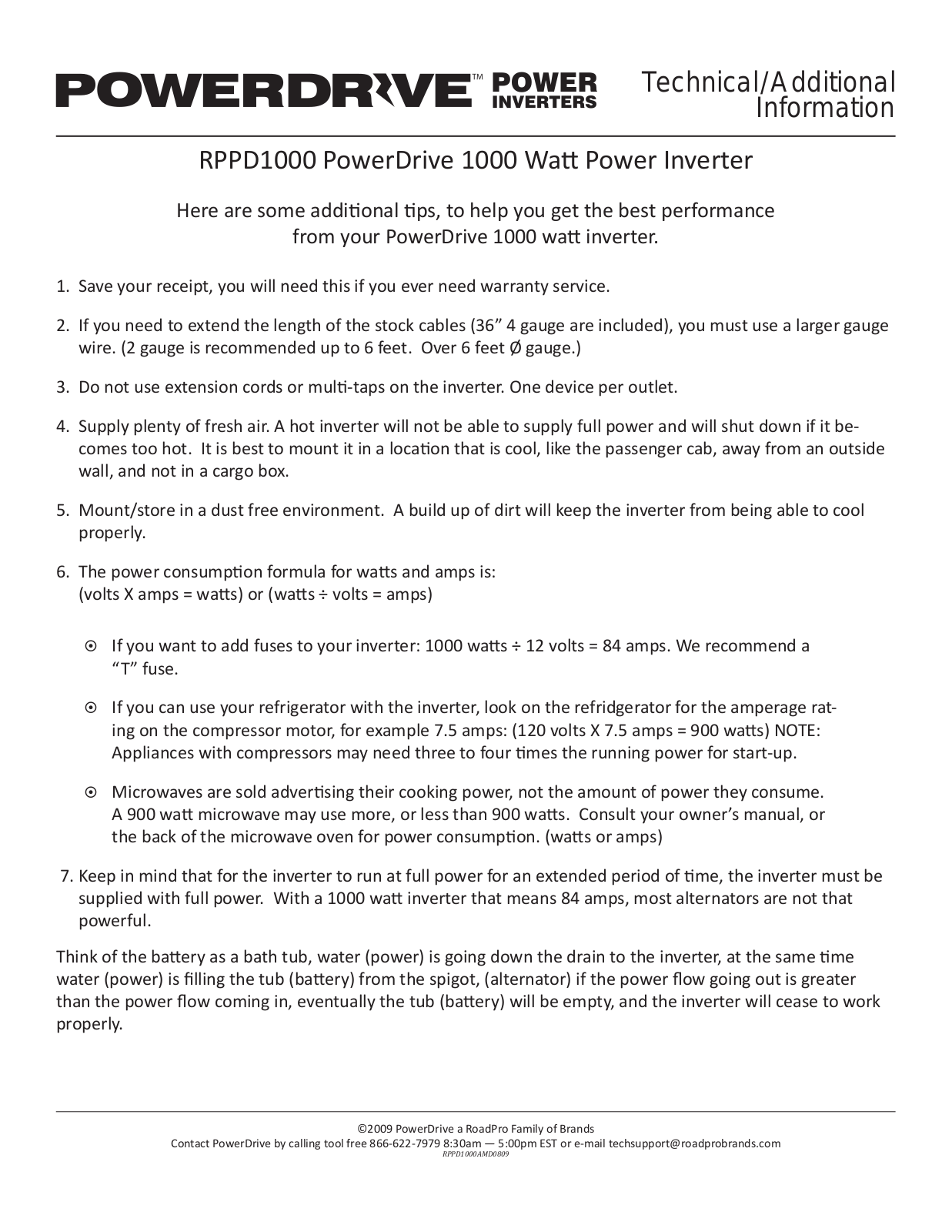 Power Drive RPPD1000 User Manual