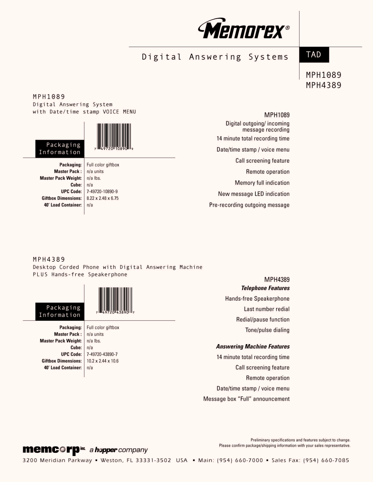 Memorex MPH1089, mph4389 user Manual