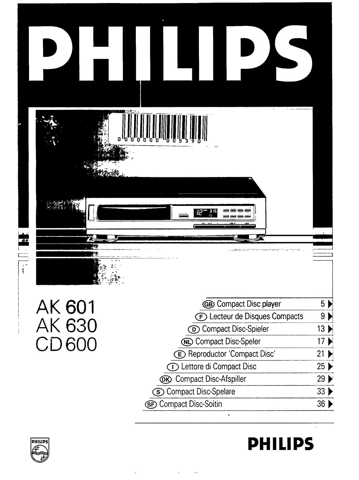 Philips CD-600, AK-630, AK-601 Owners Manual