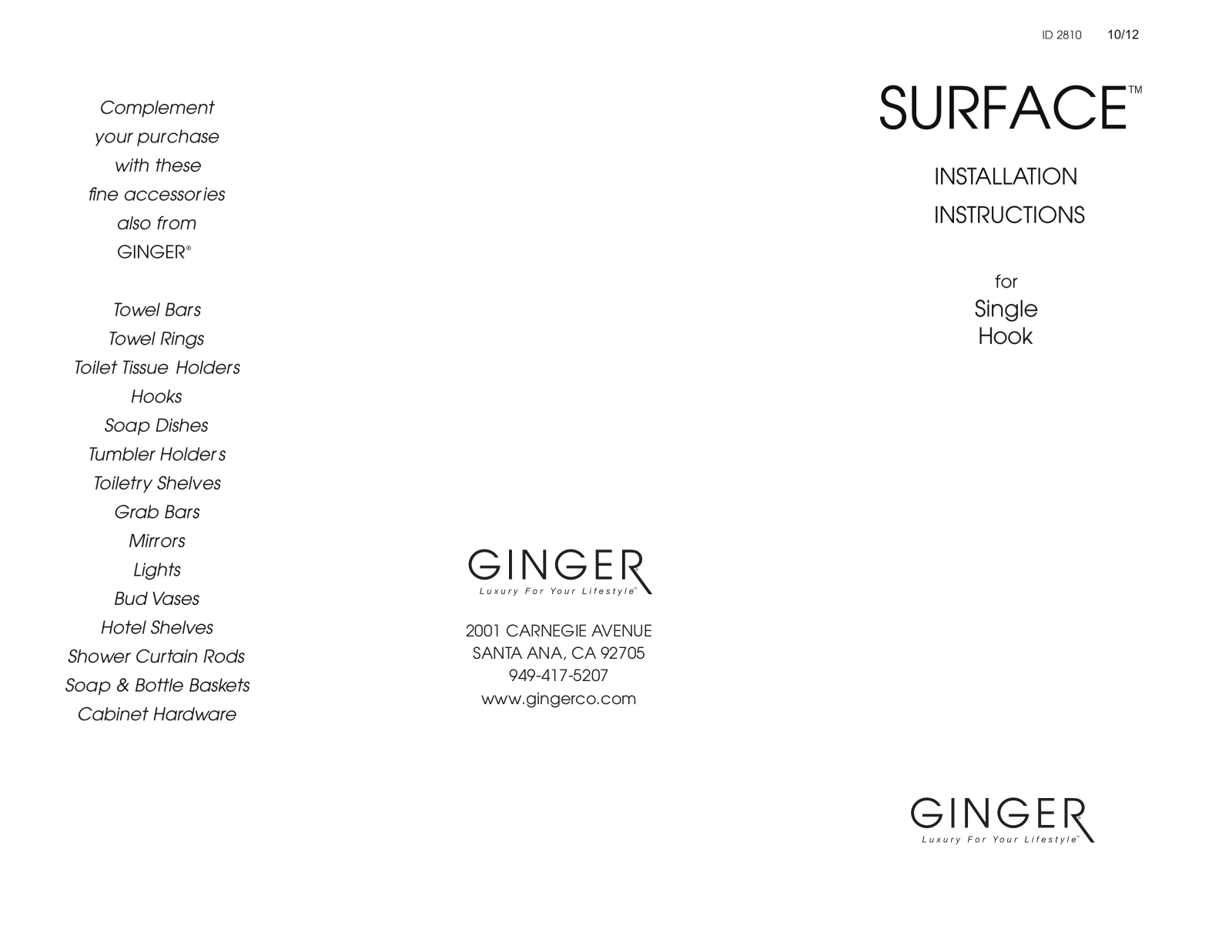 Ginger BST1093 Installation & Assembly - ManualMachine.com
