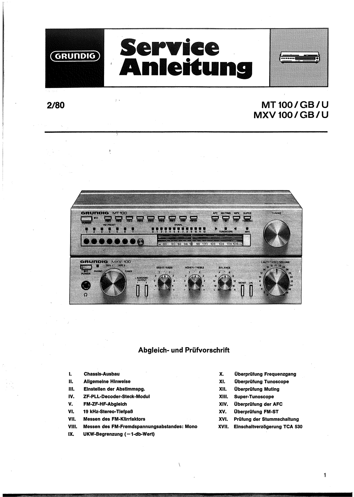 Grundig MT100GB, MT100U, MXV100GB, MXV100U SERVICE MANUAL - ManualMachine.com