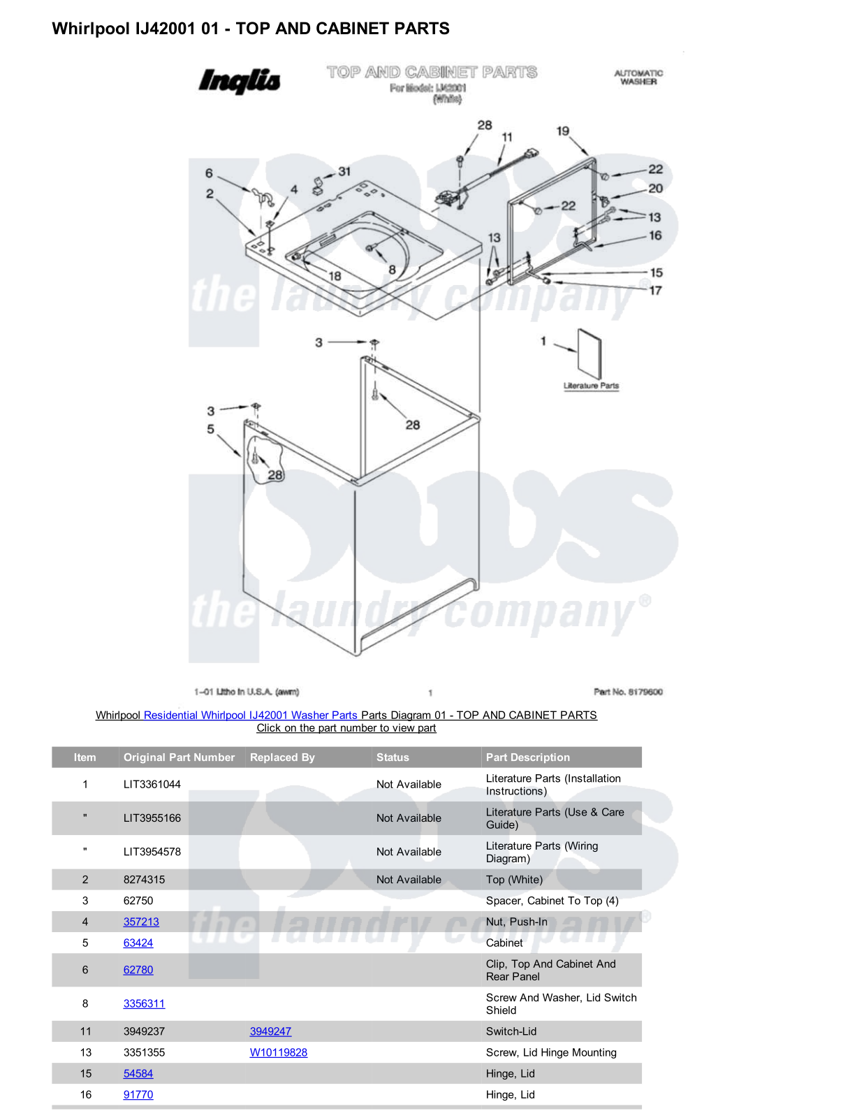 Whirlpool IJ42001 Parts Diagram