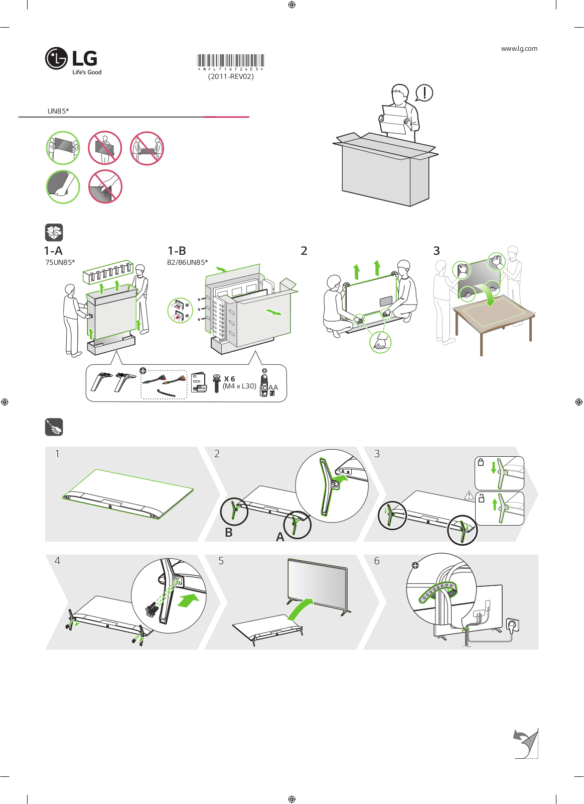 LG 86UN85006LA Quick Setup Guide