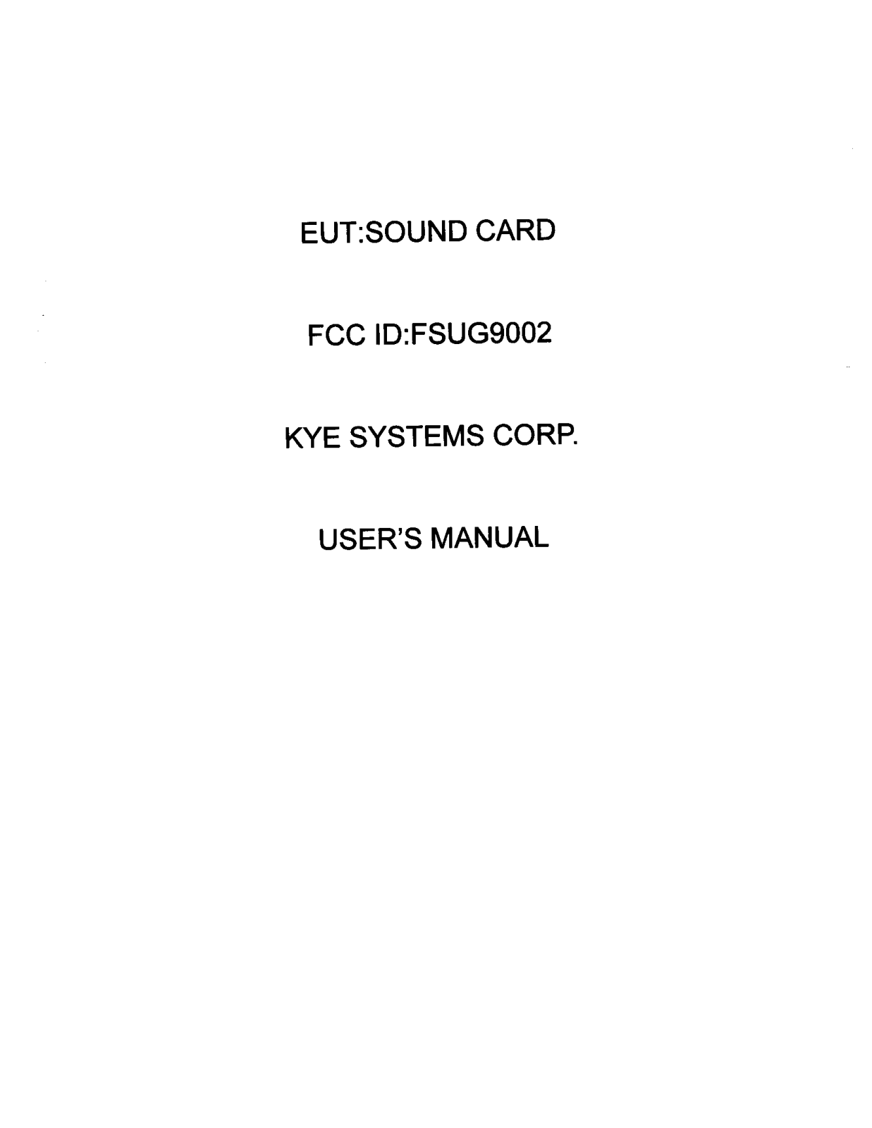 KYE SYSTEMS G9002 User Manual