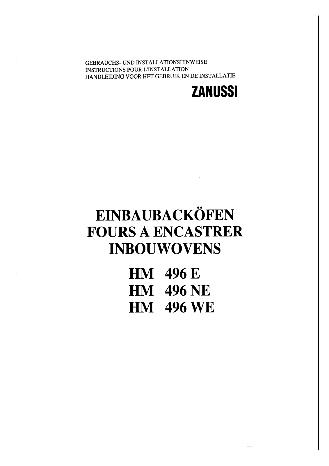 Zanussi HM496WE, HM496NE, HM496E User Manual