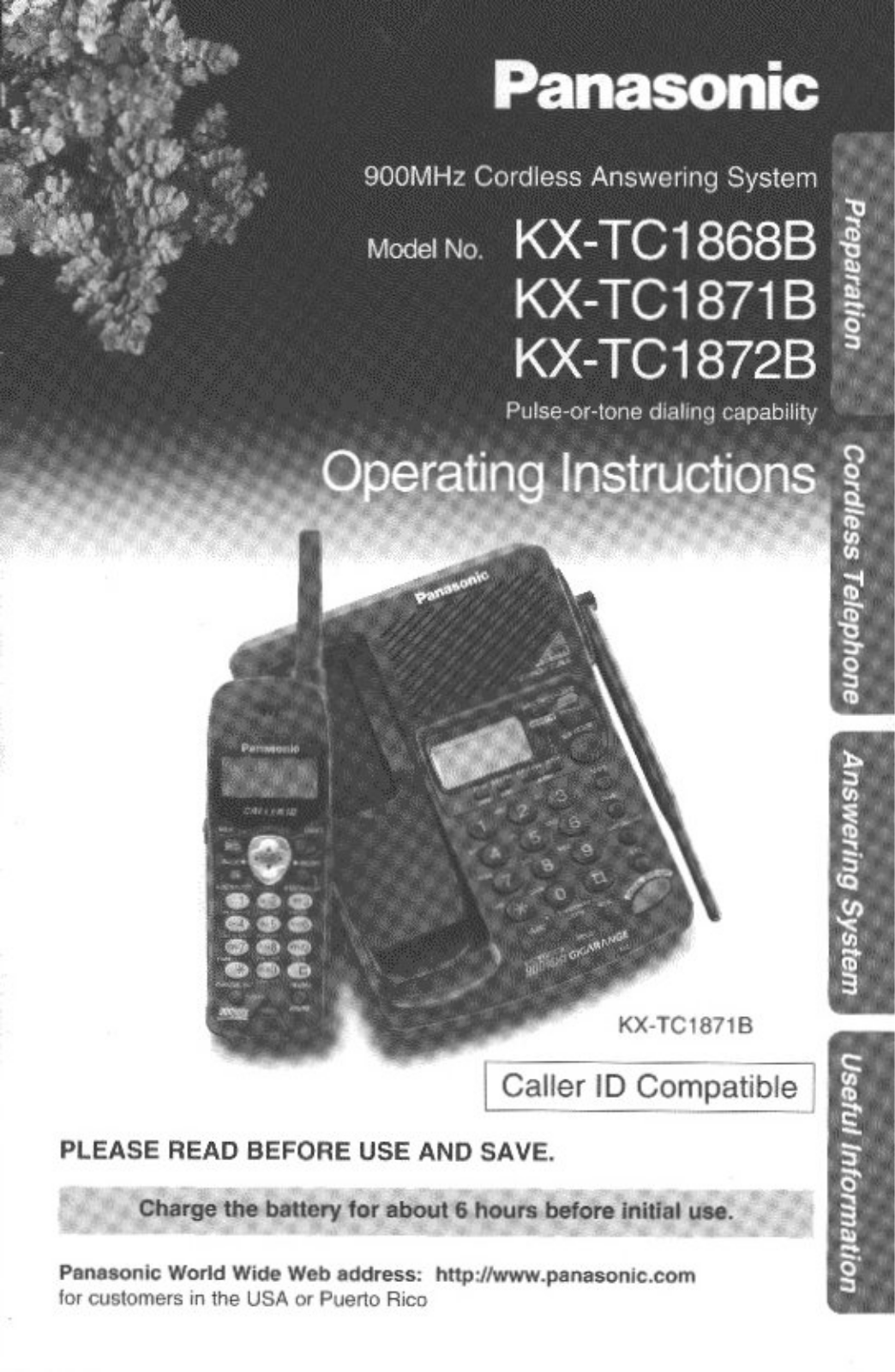 Panasonic kx-tc1868 Operation Manual