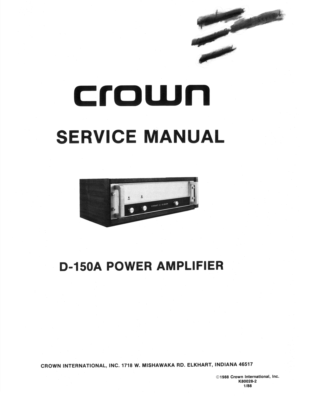 Crown D-150-A Service manual