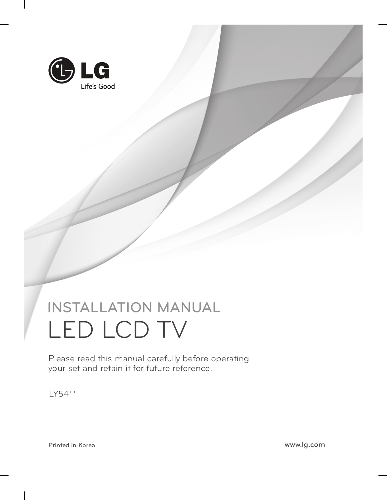 LG 39LY540H, 42LY541H INSTALLATION INSTRUCTIONS