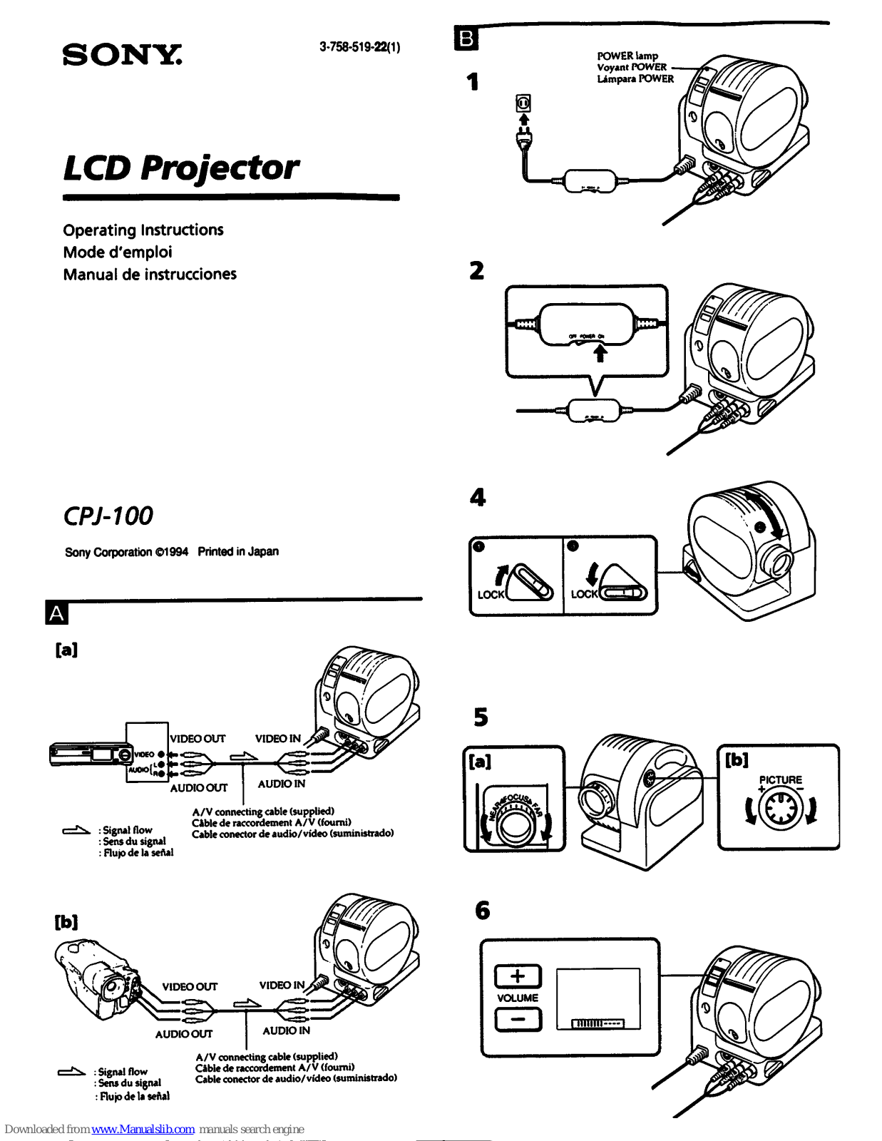 Sony CPJ-100 Operating Instructions / Manual de instrucciones / Mode d’, emploi Operating Instructions Manual