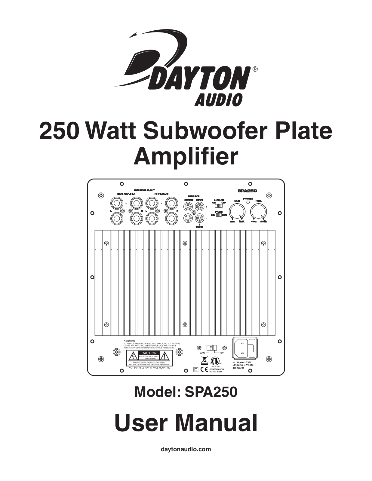 Dayton SPA250 User Manual