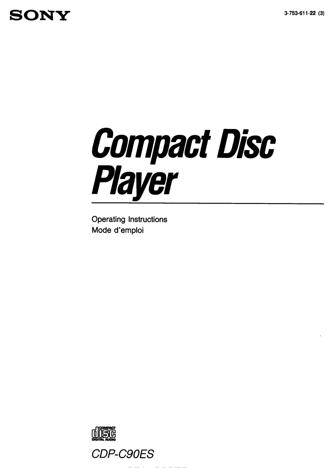 Sony CDP-C90ES User Manual